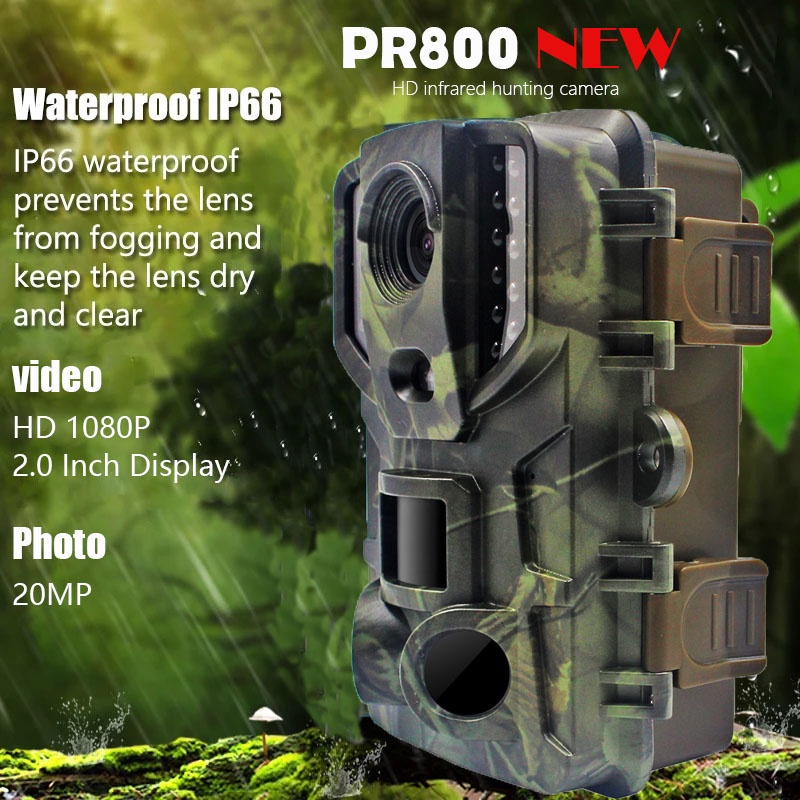 NEW PR800 Hunting Camera 1080P Trap Track 20MP Infrared Night Vision Trail Camera Waterproof IP66 Wildlife Photo Camera