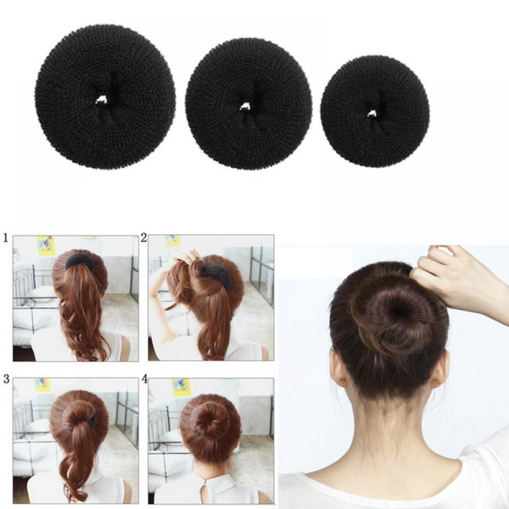 Girl Styling Black Hairstyle Doughnut Hair Bun Updo Shaper
