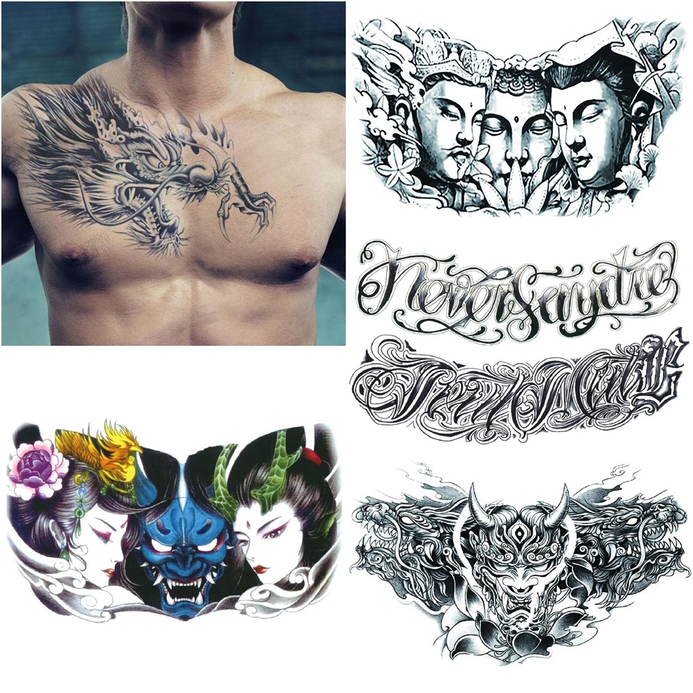 Temporary Tattoos For Men Shoulder Tattoos Large Chest Body Sexy Tattoo 