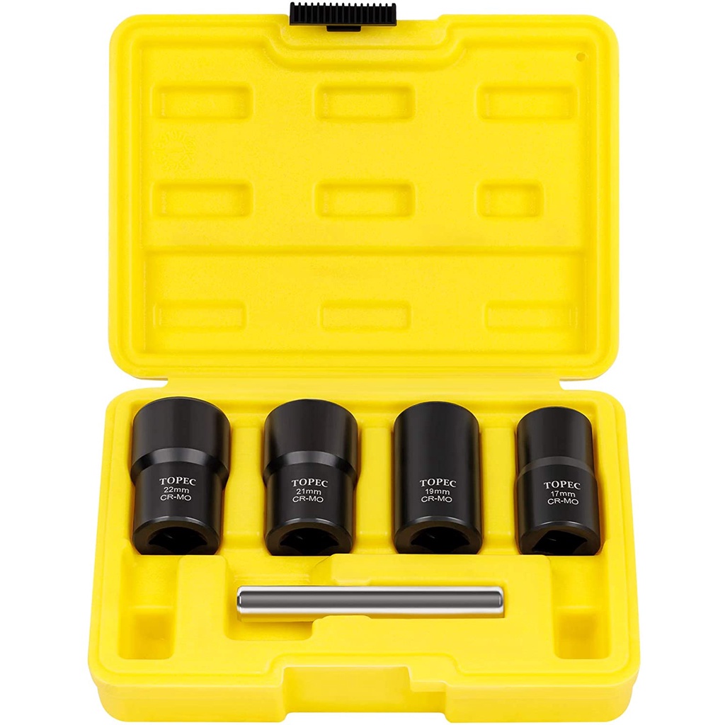 Topec 5PCS Lug Nut Remover and Extractor Set, Wheel Lock Removal Kit