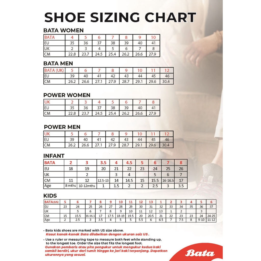 bata malaysia size chart - Simon Butler