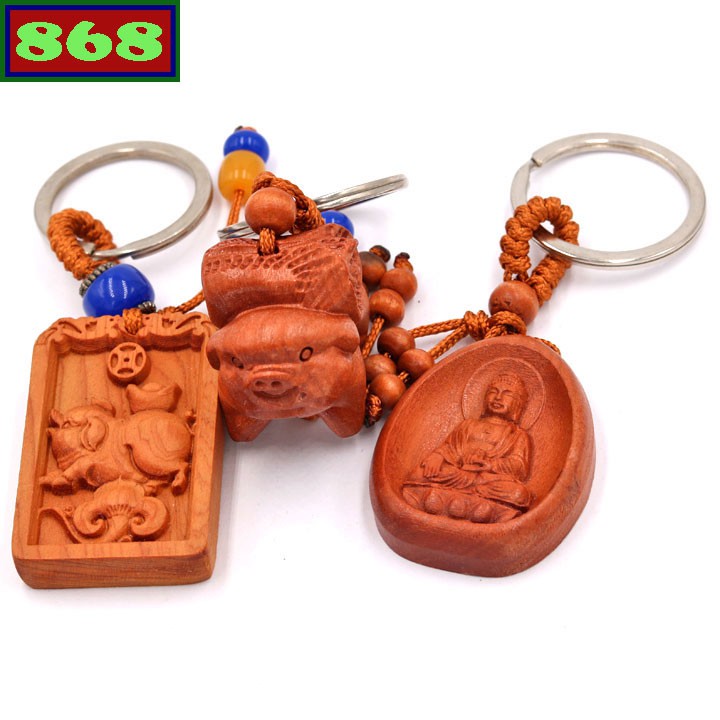 Set of 3 keychains of 12 zodiac animals born in the year of the pig BBPH6