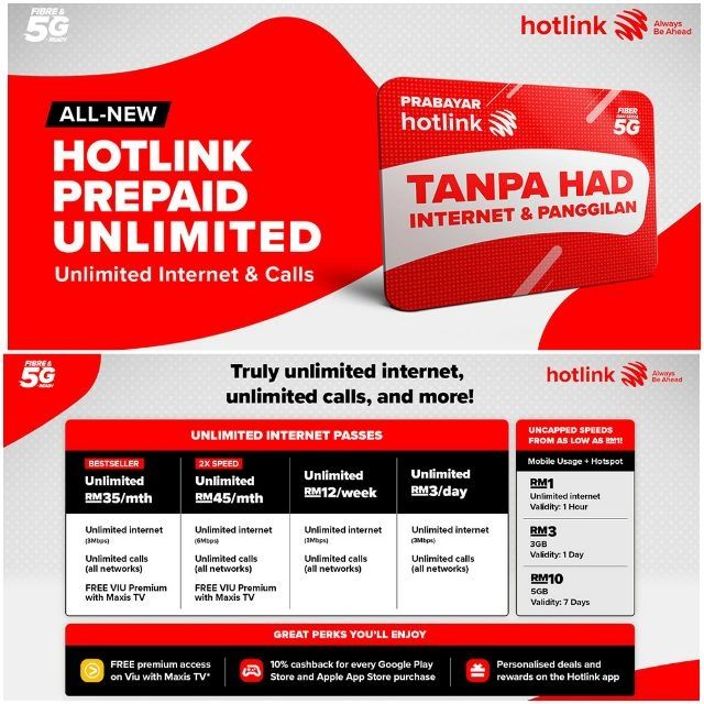 Hotlink Prepaid Unlimited Internet Call Plan Free Sim Card Shopee Malaysia