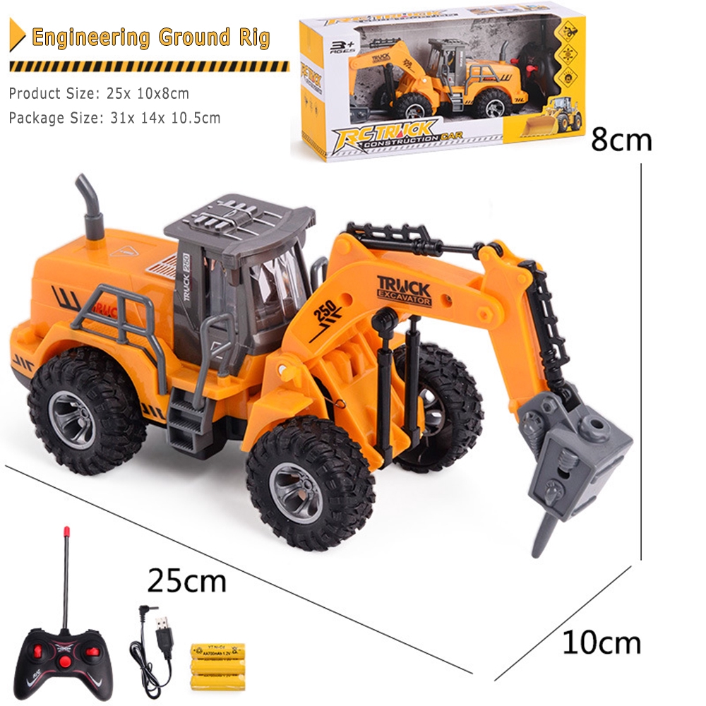 Simulation Bulldozer Excavator Charging Wireless Remote Control Alloy Engineering car Children boy Toy Large playable
