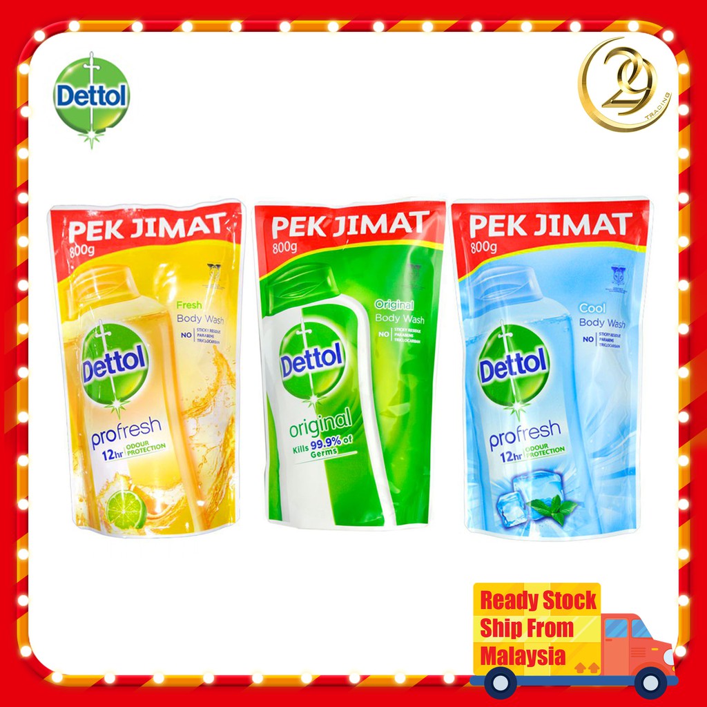 Dettol Body Wash Refill Pack 800g/800mL fresh original cool Shopee Malaysia