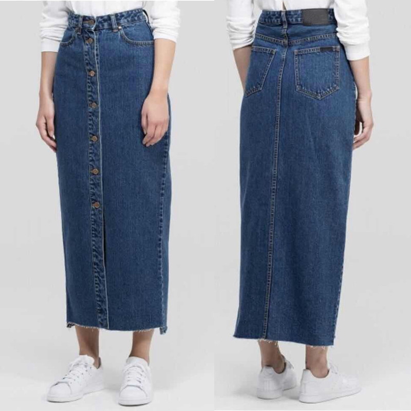 women's maxi denim skirts