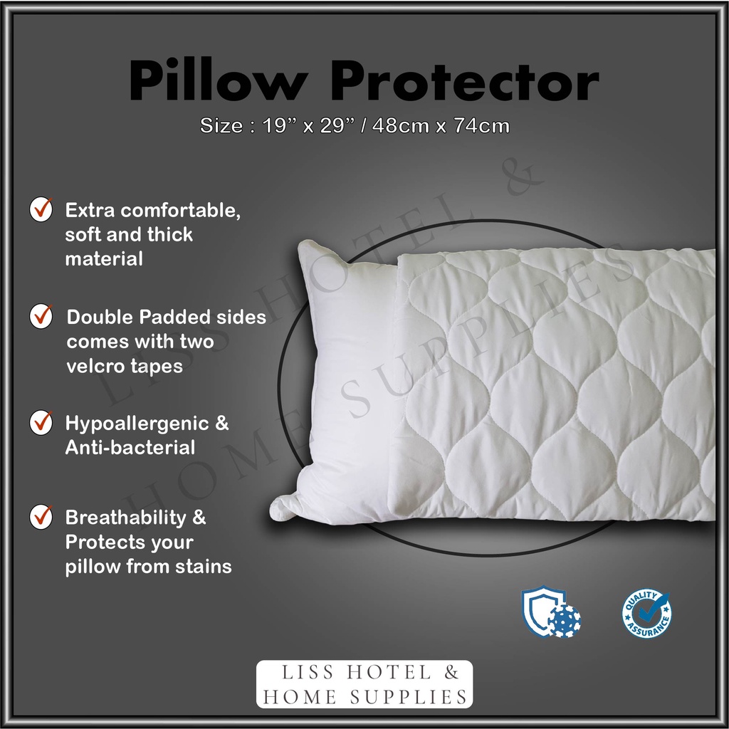 LISS Washable Pillow Protector - Double Padded Sides with 2 Velcro ...