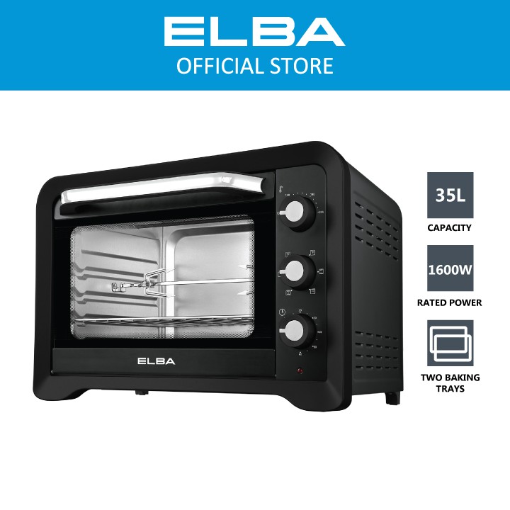 ELBA 35L Electric Oven EEOG3519(BK) 6 Heating Selections, Rotisserie