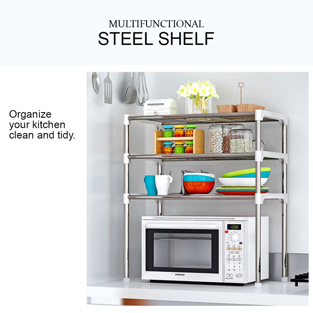 FINSSO: Kitchen Steel Shelves Organizer Rack Multipurpose Shelf