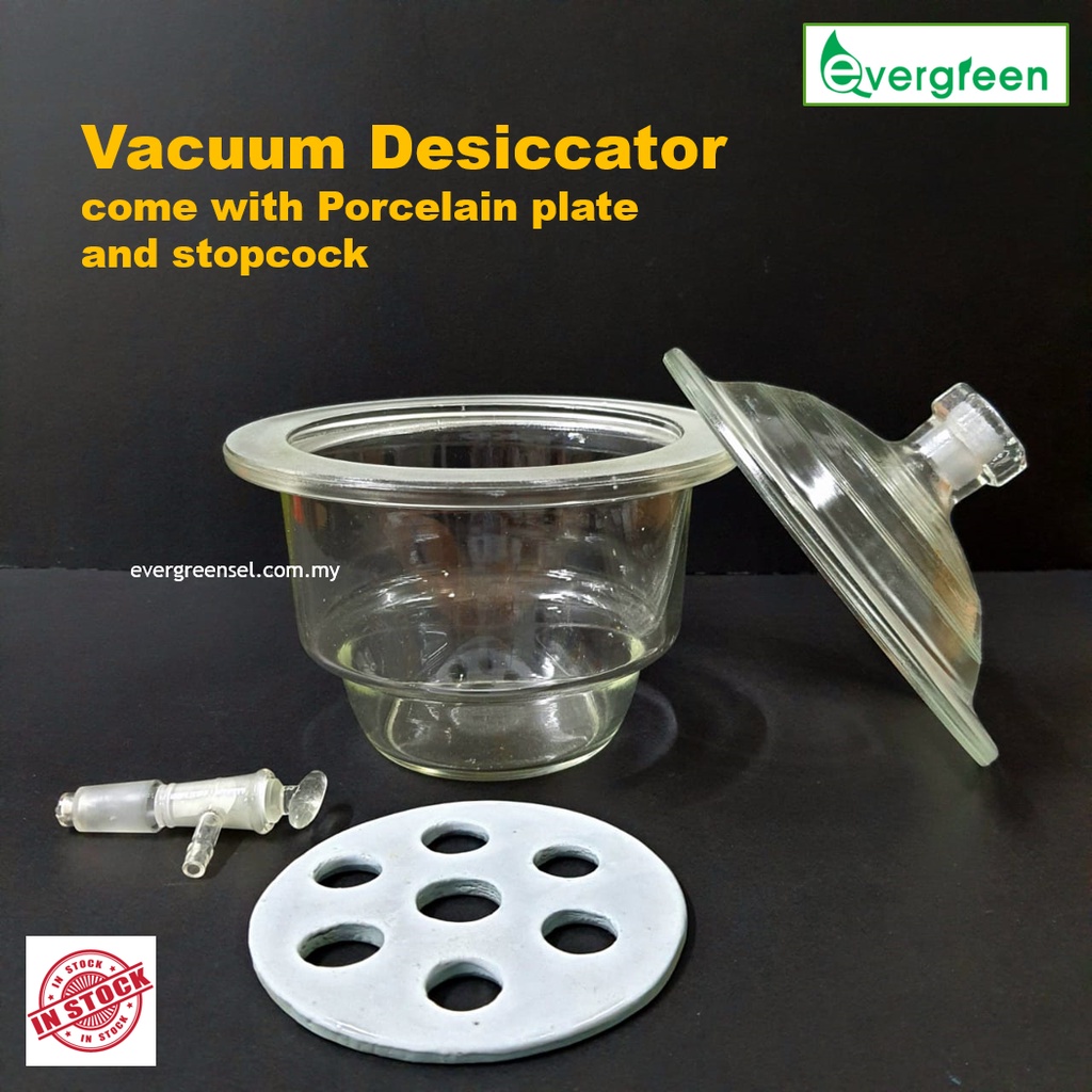 Vacuum Desiccator Glass, come with Porcelain plate and stopcock, from