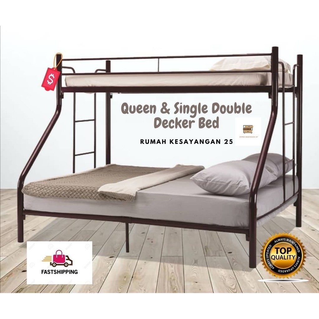 Free Shipping Queen Single Super Strong Metal Bunk Bed Double Decker Bed Queen Metal Bed Shopee Malaysia