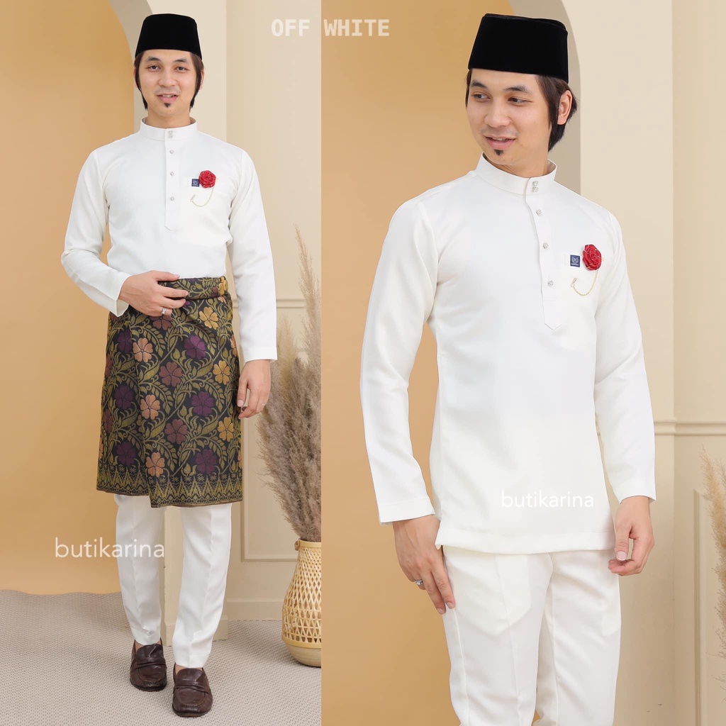 BAJU MELAYU SLIM FIT PUTIH OFF WHITE OFFWHITE BAJU MELAYU NIKAH ...