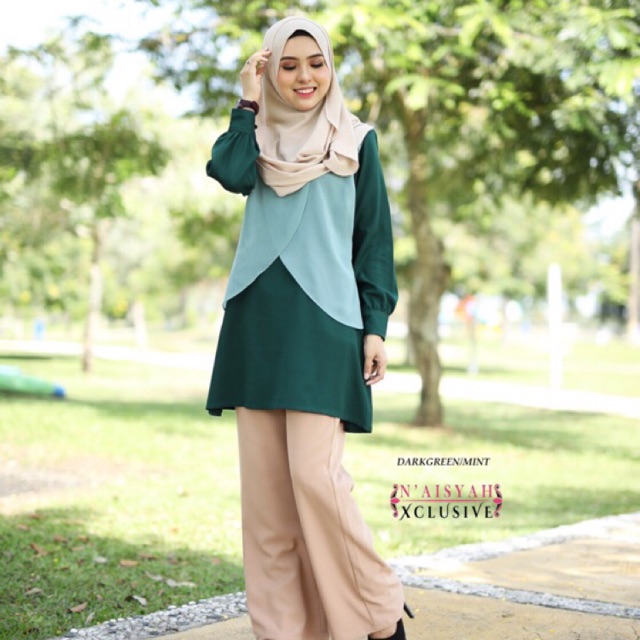 blouse  muslimah long top dress muslimah long sleeve baju  