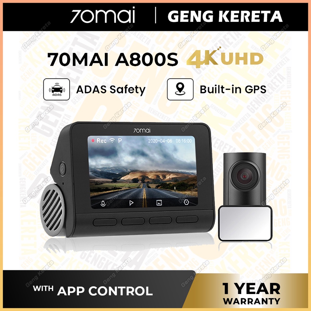 70mai A800S 4K Dash Cam Rear Cam Dual Vision Global Version A800 Adas ...