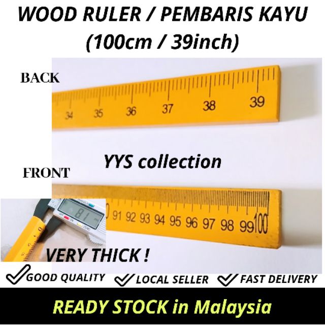 1meter 100cm Wood Ruler Wooden Ruler Pembaris Kayu Pembaris