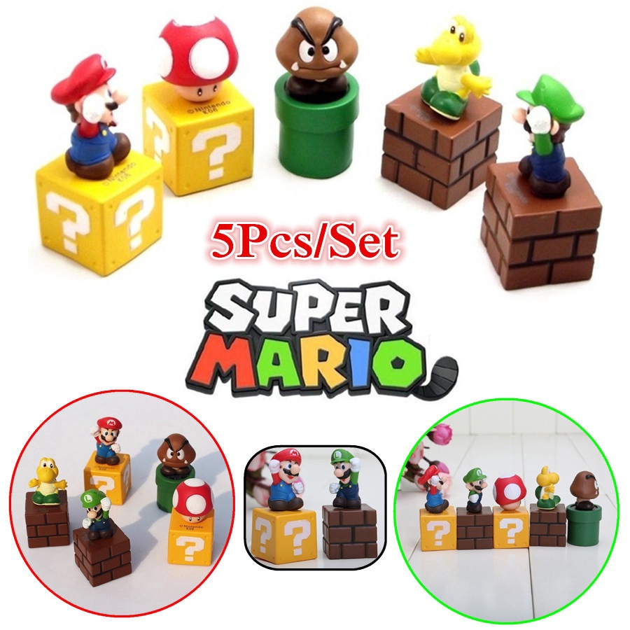 Super Mario Toys Hand rotated Toys… Mario and Luigi Action Figures Toy Set of 1-3'' Mario Luigi Yoshi Garage Kit Decorations Toy Head 18pcs 