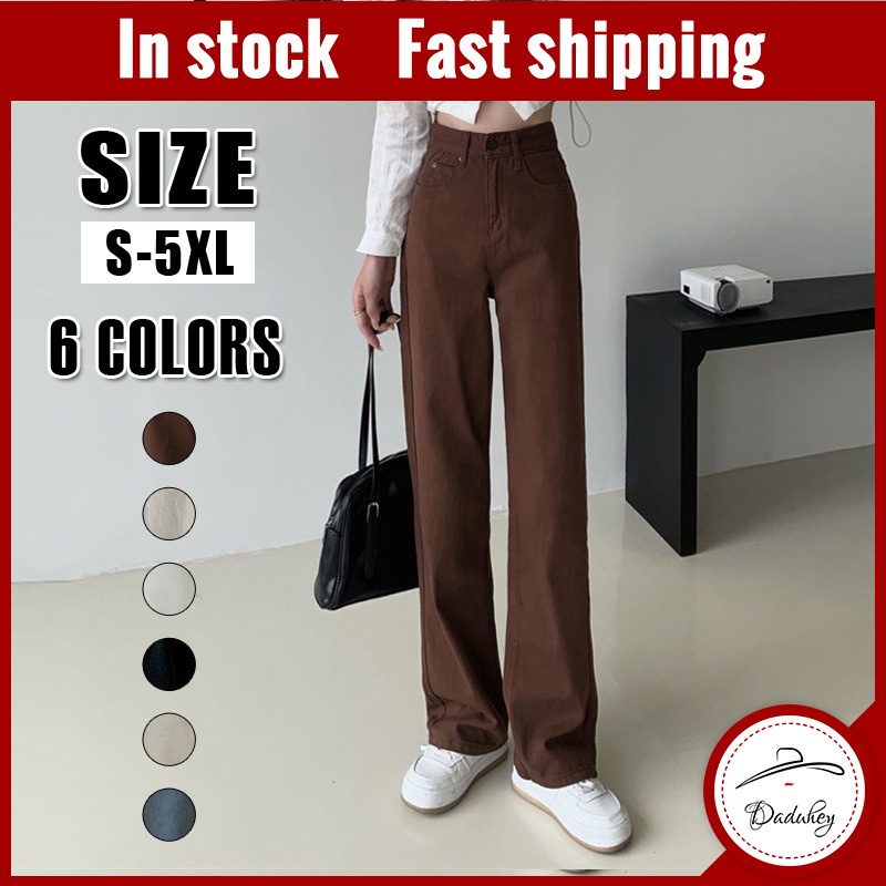 DaDuHey? High Waist Jeans Retro Wide Leg Jeans Pants Korean New Loose Drooping Slim Straight Jeans Pants