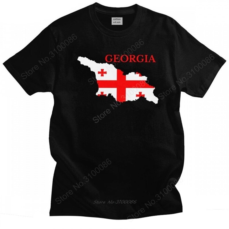 Urban Georgia Flag Map T Shirt Men Short Sleeved Printed Georgian Patriotic Tee O-neck Loose Fit Cotton T-shirt Merchandise