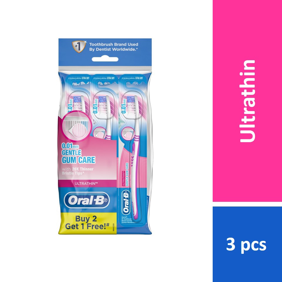 Oral-B UltraThin Gentle Gum Care Extra Soft Manual Toothbrush 3s ...