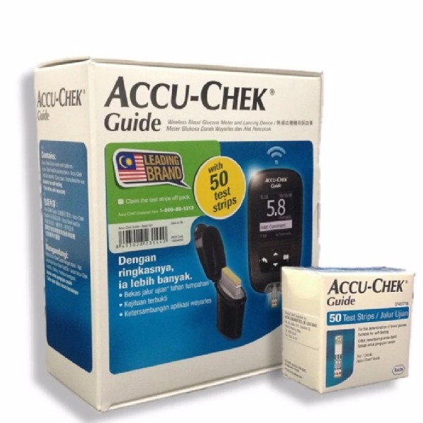 AccuChek Guide Glucose Meter FOC 50 test strips + Fastclix Lancets 24s