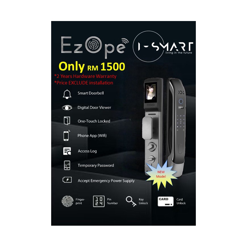 EZOPE New Smart Push n Pull Door Lock [APP Fingerprint Password Keypad Card WiFi] 100% Secure