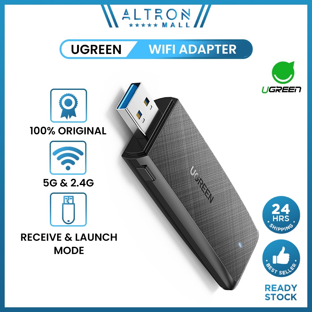 UGREEN Wifi Adapter Wireless Adapter 1300Mbps 5Ghz & 2.4GHz Dual Band USB WiFi for PC Computer USB WiFi Adapter