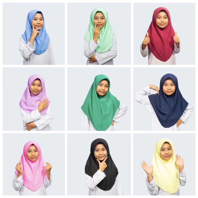 Tudung Sekolah Agama Berwarna Dua Lapis S-XL | Shopee Malaysia