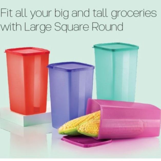 Tupperware Large Square Round 2.0L (4 Nos) / Red / Blue / Purple / Green