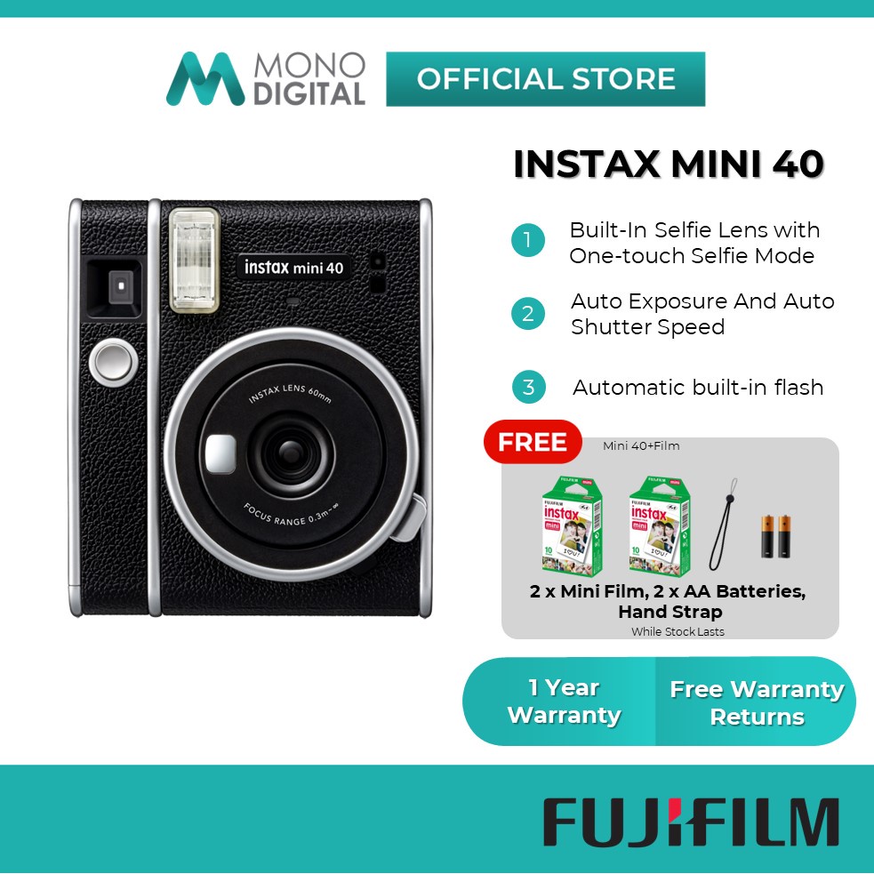 Fujifilm Instax Mini 40 Classic Vintage Retro Kit Instant Camera