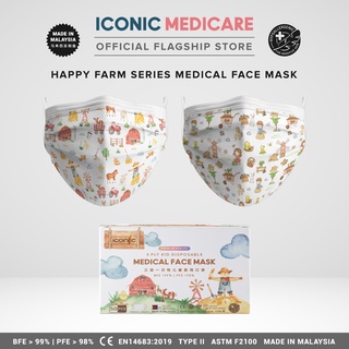 Image of Iconic Kid 3 Ply Medical Face Mask - Happy Farm (50pcs)
