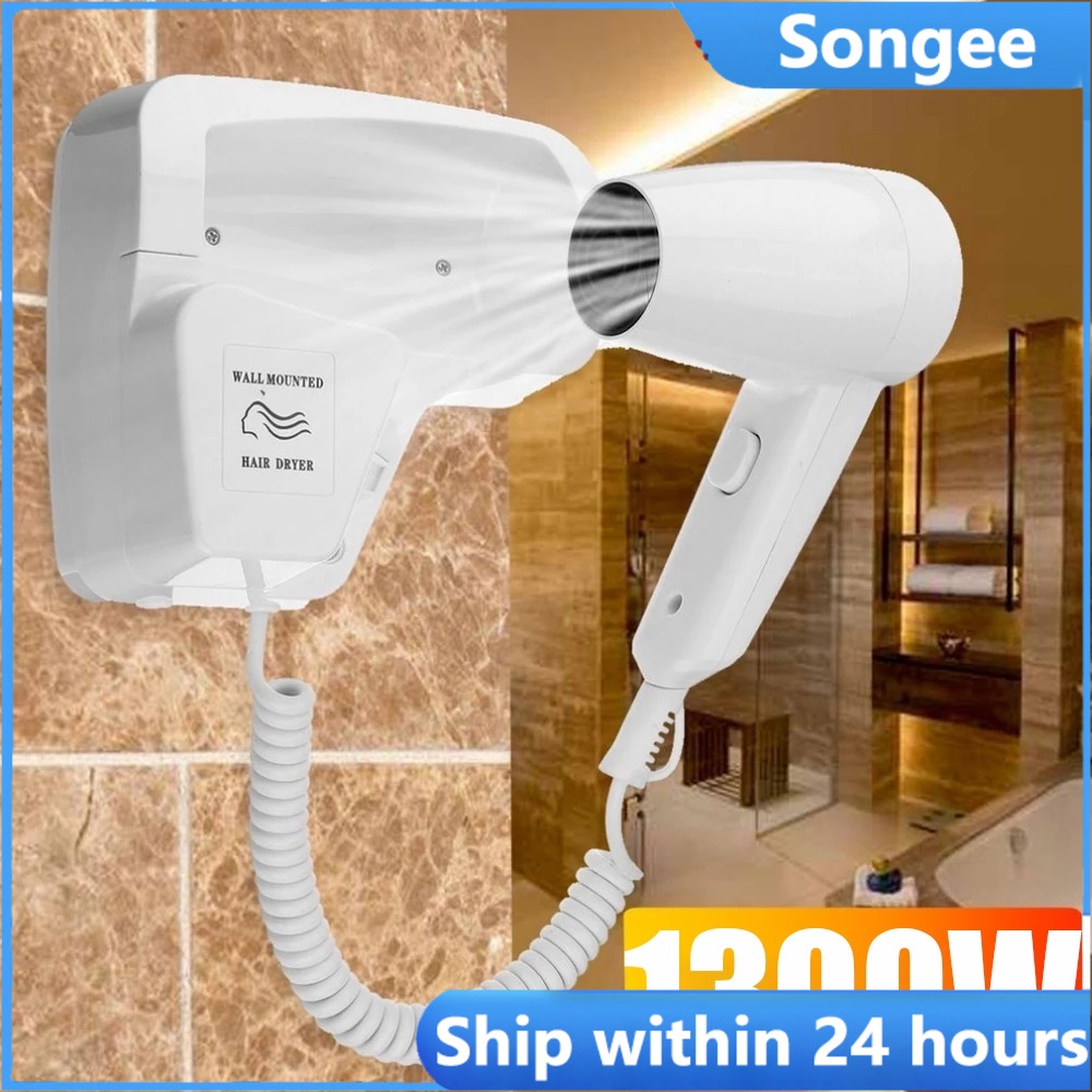 【Ready Stock】 MY Plug 1300W Wall-mounted Negative Ion Hair Dryer Hotel Bathroom Home StrongWind Hairdryer pengering ramb