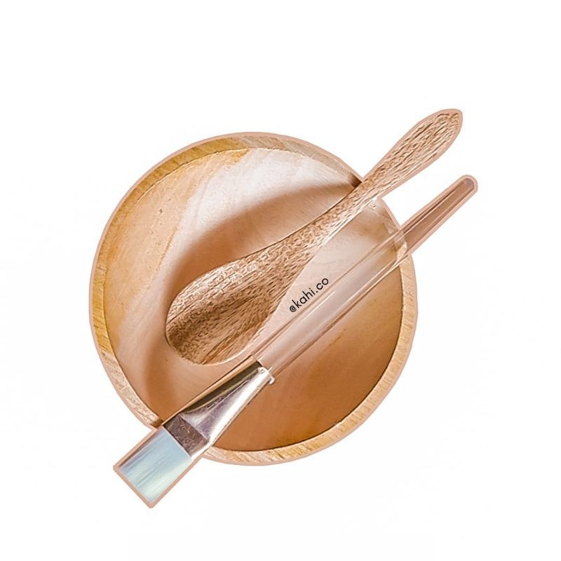(Free GIFT) Wooden Mask Bowl + Spoon + Mask Brush SET