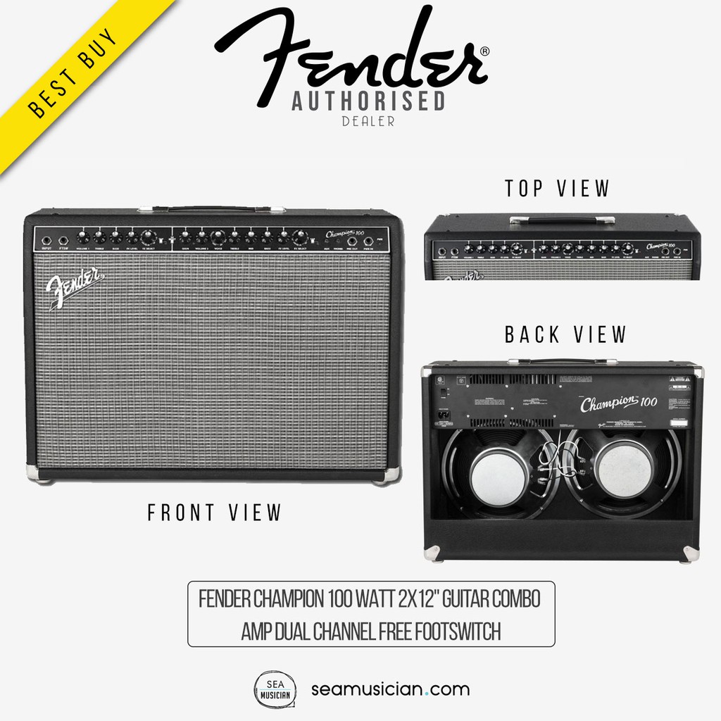 Prøve hav det sjovt tømmerflåde FENDER CHAMPION 100 WATT 2x12'' GUITAR COMBO AMP DUAL CHANNEL FREE  FOOTSWITCH | Shopee Malaysia