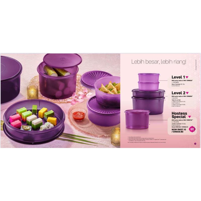 ReadyStock Tupperware April 2021 Level set Deco Canister / Take A Lot Set / Jumbo Canister