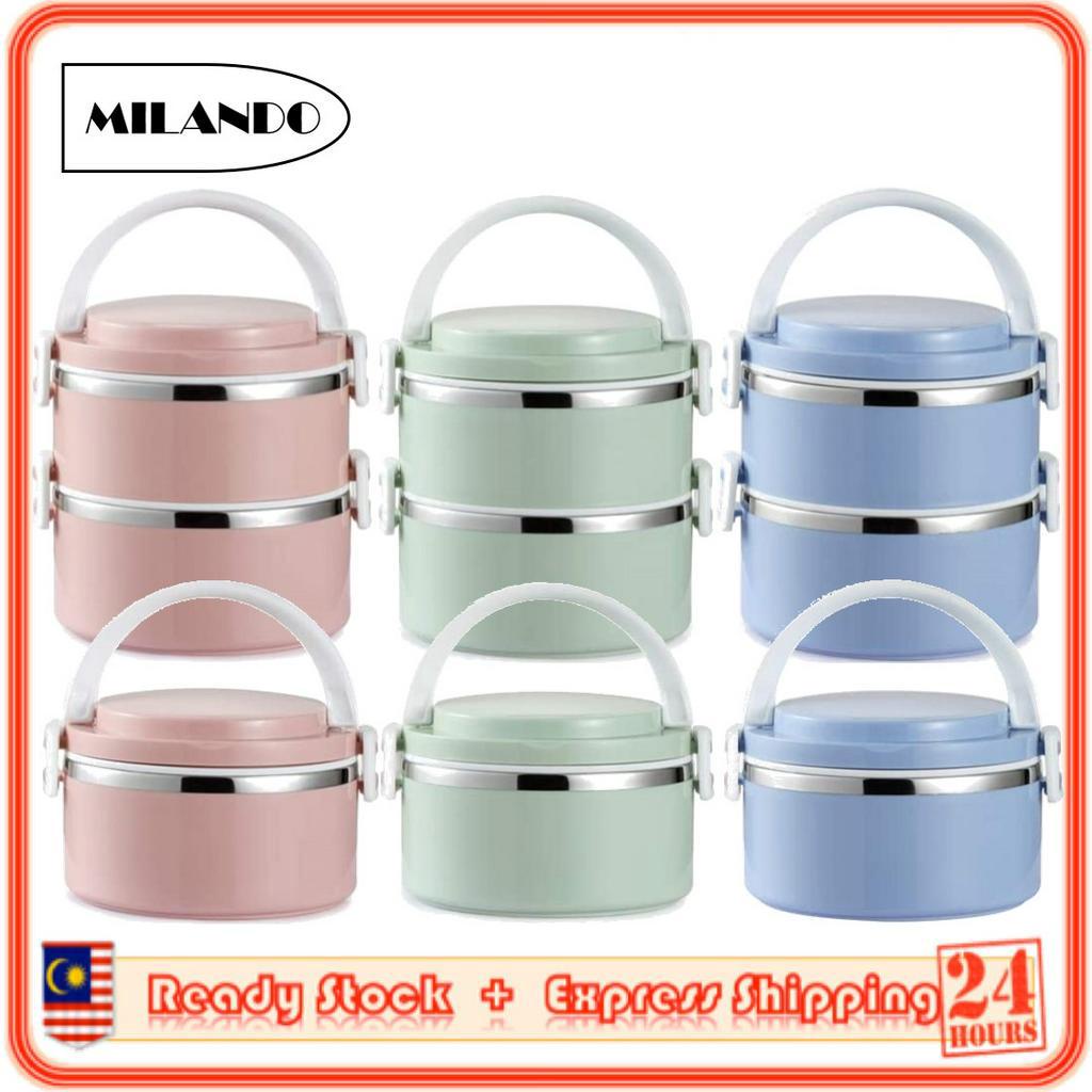 (700ml) MILANDO Stackable Insulated Lunch Box Travel Portable Stainless Steel Food Stirage Container (Type 1)