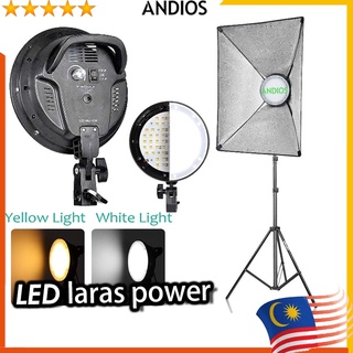 LED Softbox Lighting Kit Photo Equipment Studio 45W Dimmable 2Colour Live Photography Lampu Studio Putih Kuning Go White