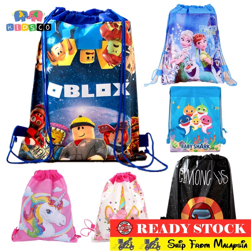 Drawstring Bag Backpack Cartoon Goodies Bag Loot Bag Birthday Gift Kids Bag Travel Shoulder Bags Beg Galas