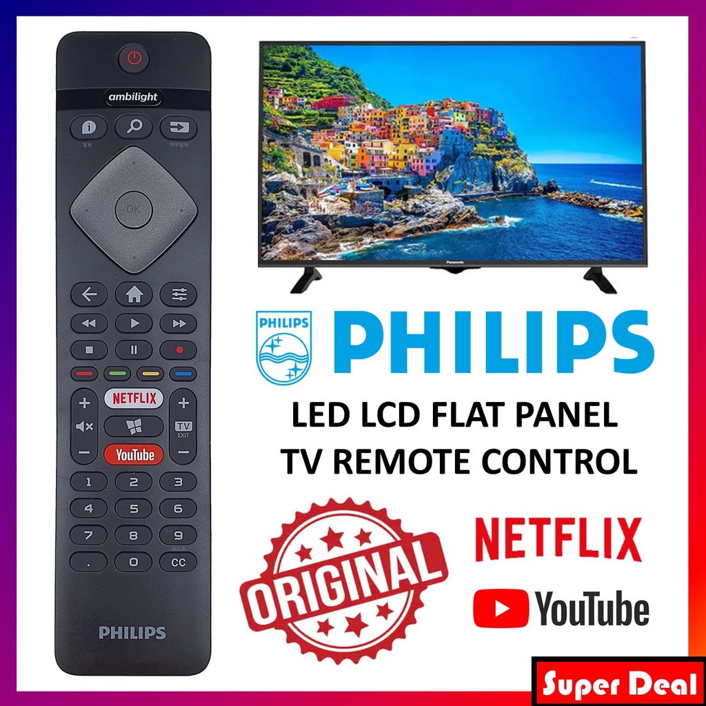 [ORIGINAL] PHILIPS Smart TV Netflix YouTube Ambilight Original TV Remote Control (GR10BK