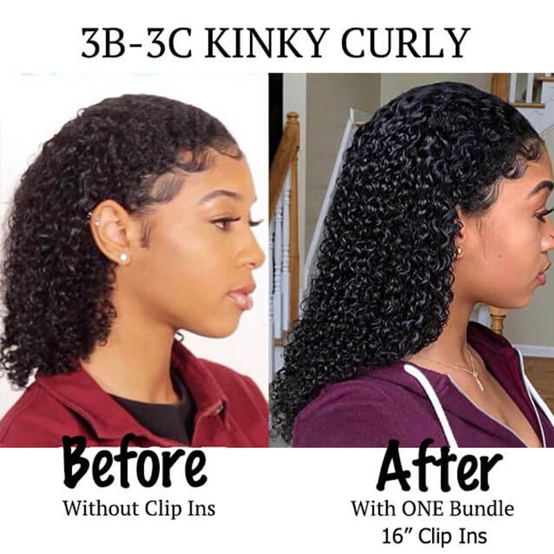 ✢卐▤3B 3C Kinky Curly Hair Clip In Human Hair Extensions Mongolian Hair  Bundle Hair Clips In For Women Ponytail 3c 4a Eve | Shopee Malaysia