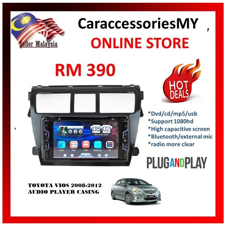 VIOS double din MP5 with casing dvd, bluetooth,SD,USB,AUX,TV,Radio