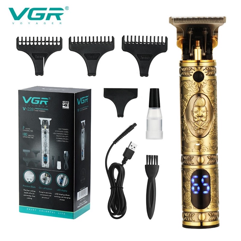 ORIGINAL VGR V-228 Steel Cordless Clipper Professional Hair Trimmer Rechargeable Hair Clipper