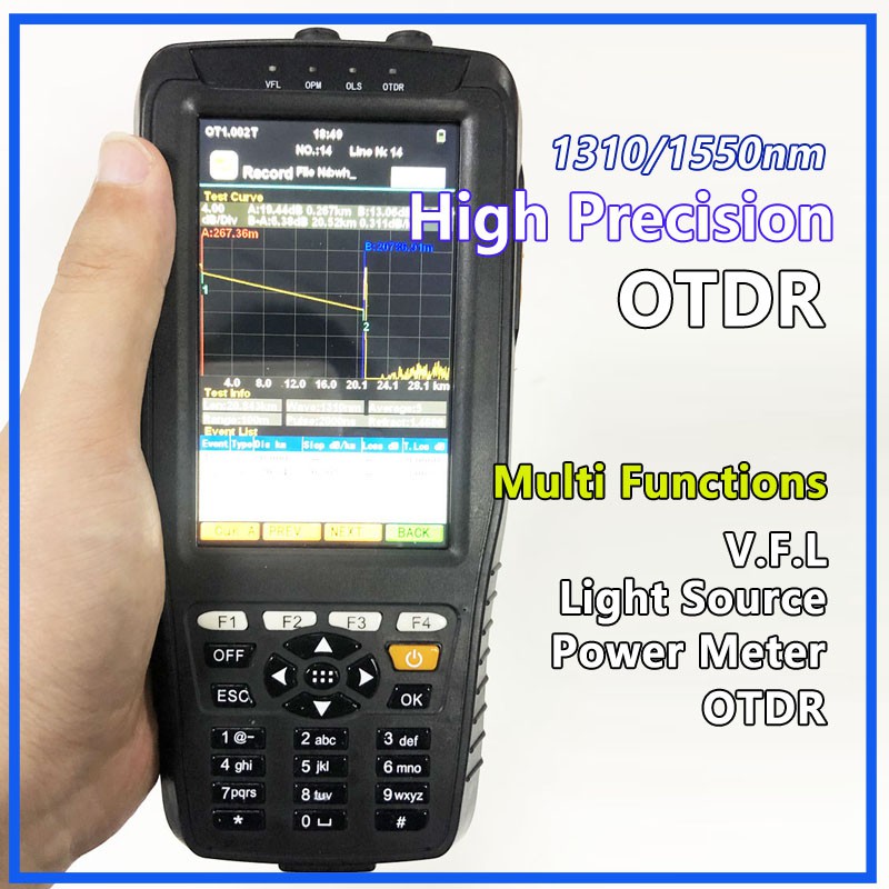 US 60KM 4" Optical Time Domain Reflectometer OTDR VFL OPM OLS Dual Wave Test 