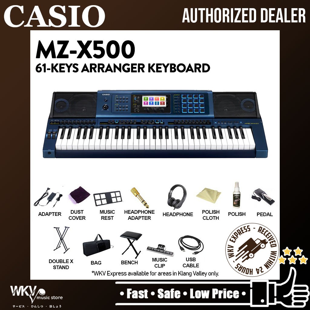 Casio MZX500 61Keys Arranger Keyboard With Keyboard Stand, Bag, Bench