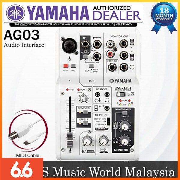 Yamaha Ag03 3 Channel Mixer And Usb Audio Interface Mac Pc Ipad With Built In Dsp Ag 03 Shopee Malaysia