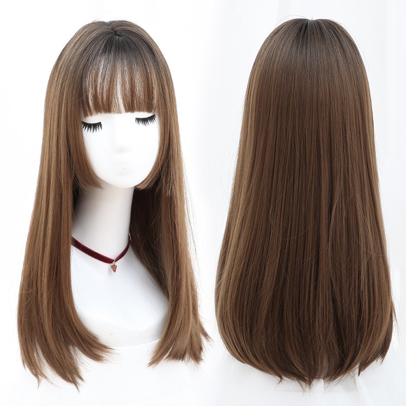 Lolita Wig Female Long Straight Hair Invisible Seamless Net Red