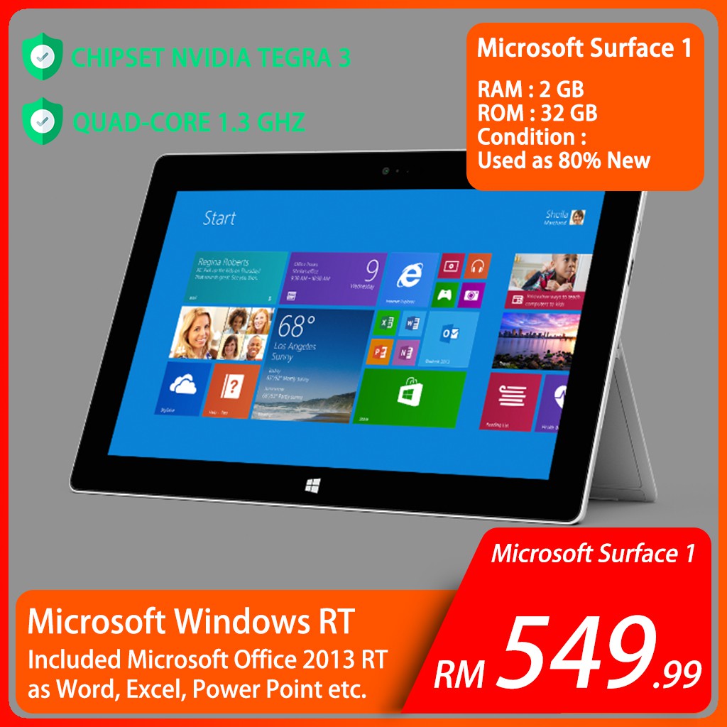 Original Used 80% New Microsoft Surface Windows RT 10 