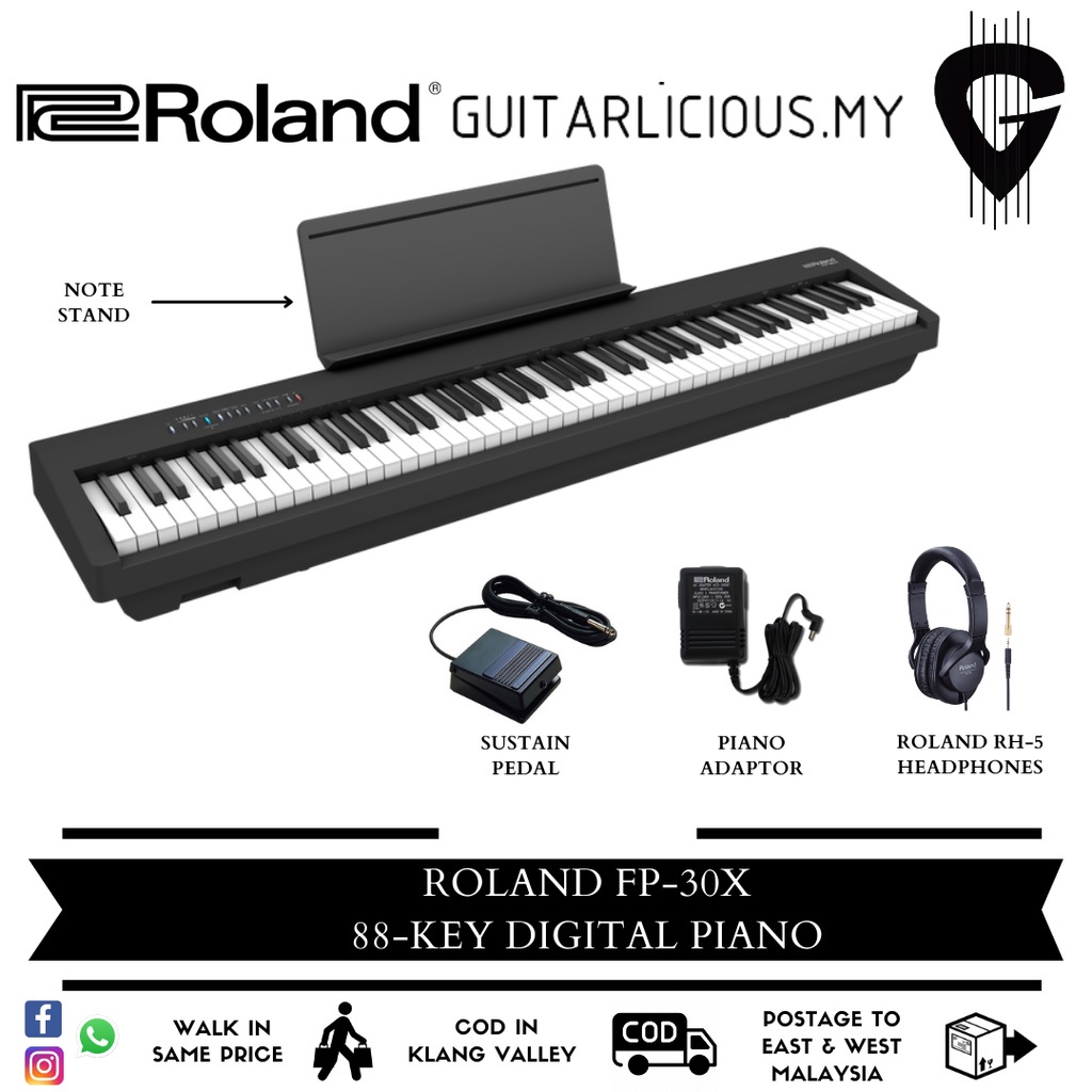 [FREE DELIVERY] Roland FP30X 88Key Digital Piano with Headphones X