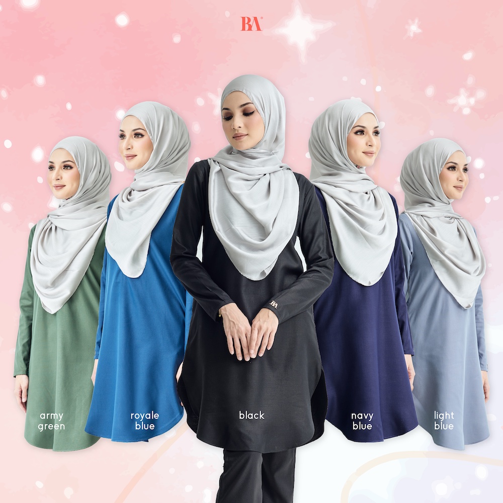 Ready Stock Blouse Muslimah Lily Long Top Bella Ammara Shopee Malaysia