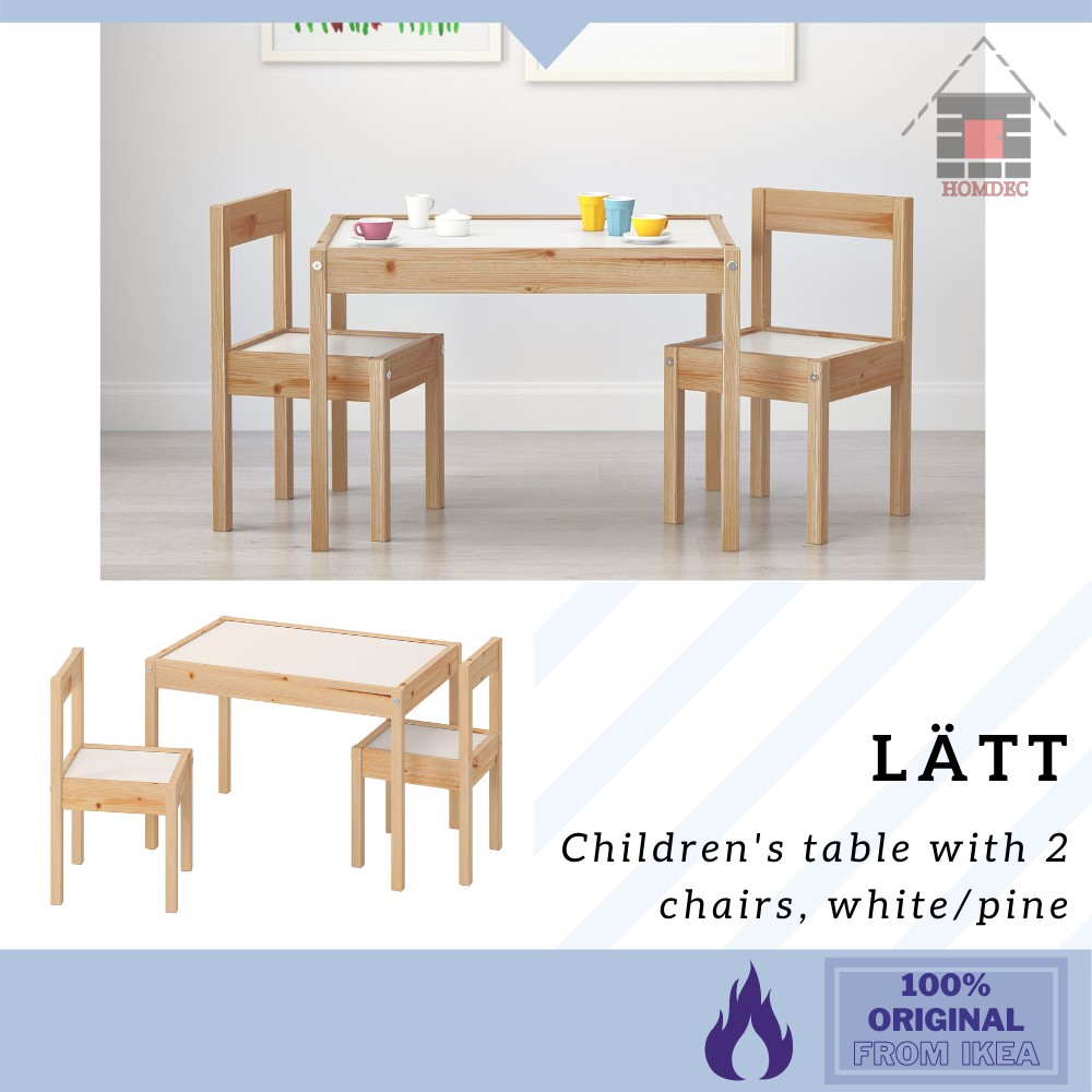 IKEA LATT Children's table with 2 chairs, white, pine I Meja kanak