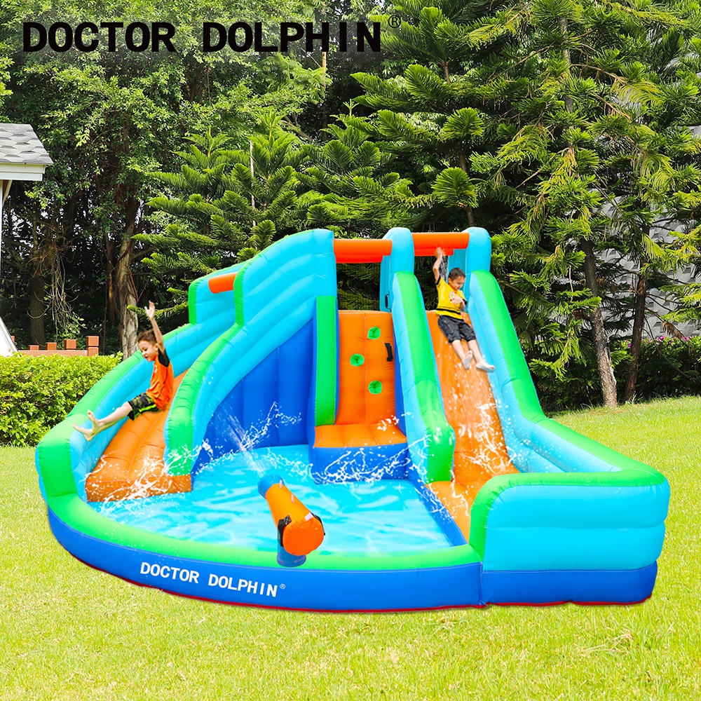 Doctor Dolphin Double Slide Inflatable Pool Slides For Inground Pools